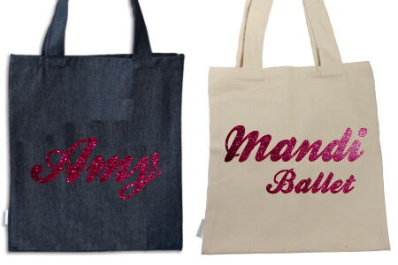 Tote Name Only Pink Glitter Flock